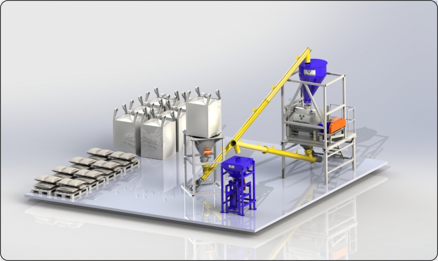 Полуавтоматическая линия по фасовке сухих смесей